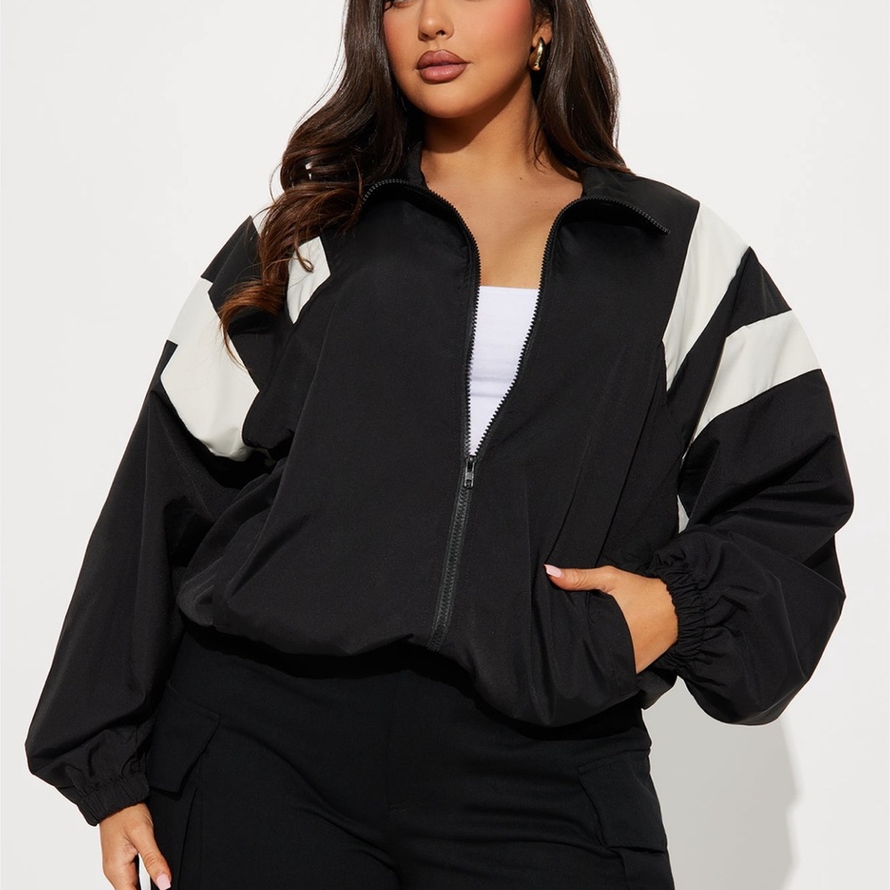 Fashion Nova Black and White Bomber Jacket - Picture 8 of 12